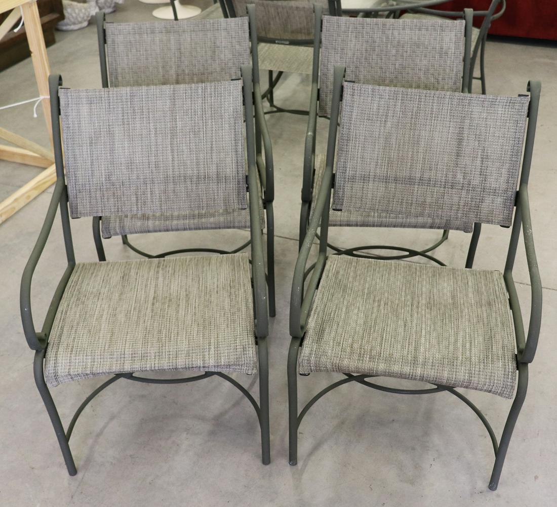(4) BROWN JORDAN PATIO CHAIRS: Set of (4) Brown Jordan patio chairs. Some age related wear. Chairs 22.25" wide 36" tall to back.