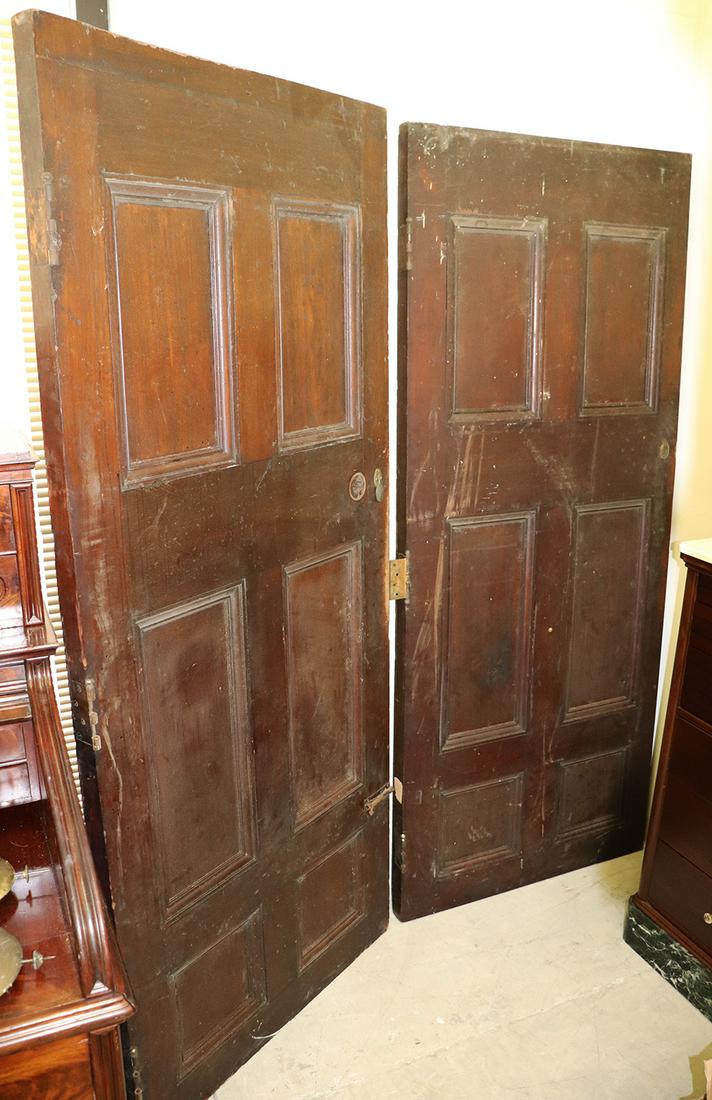 (2) LARGE ANTIQUE MAHAGONY CHURCH DOORS (1 of 3)