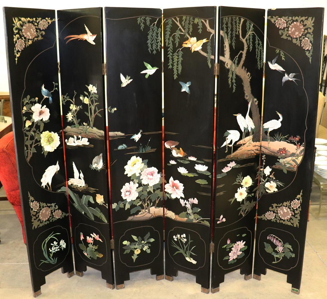 CHINESE WOOD PANEL SCREEN (1 of 6)