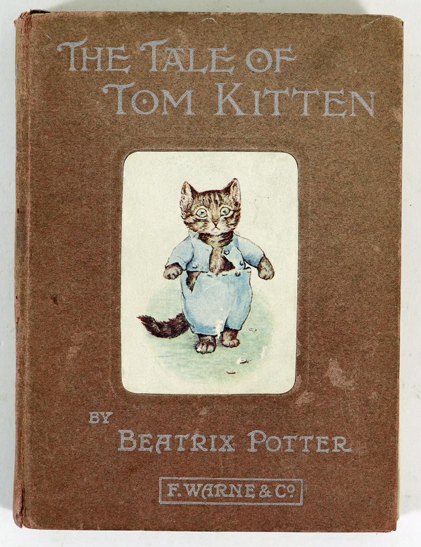 1ST EDITION THE TALE OF TOM KITTEN BEATRIX POTTER: The Tale of Tom Kitten, Copyright 1907 by Frederick Warne & Co Entered at Stationeers Hall. Schlueter Printing Company NY. 26 color plates. Some wear to spine.