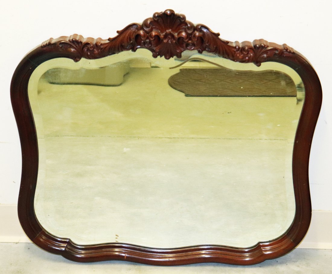 ANTIQUE MAHOGANY WALL MIRROR (1 of 2)