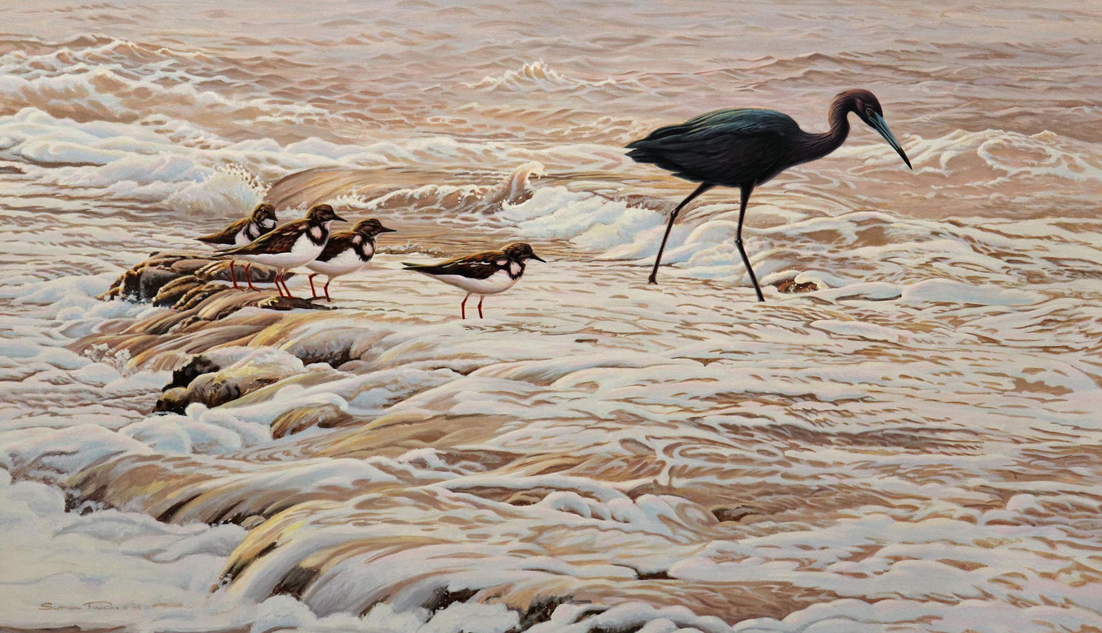 SUTTON FINCH OCEAN BEACH SHOREBIRDS PAINTING (1 of 4)