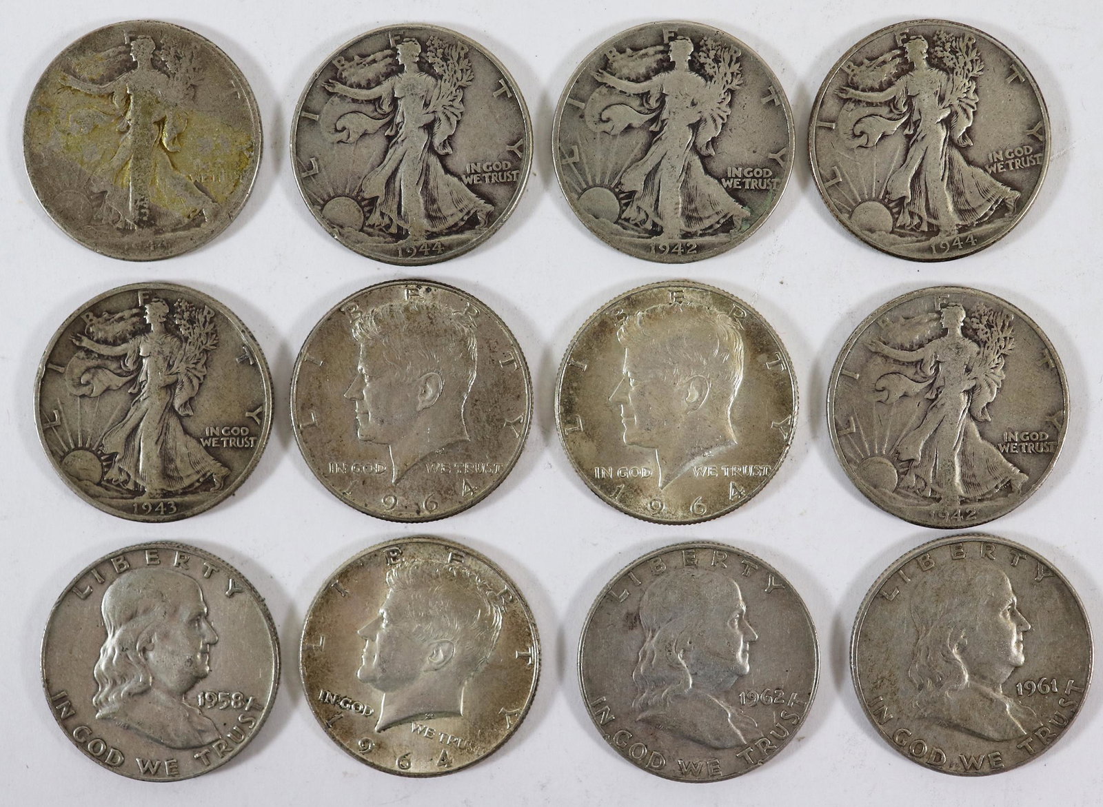 (12) SILVER HALF DOLLAR COINS (1 of 2)