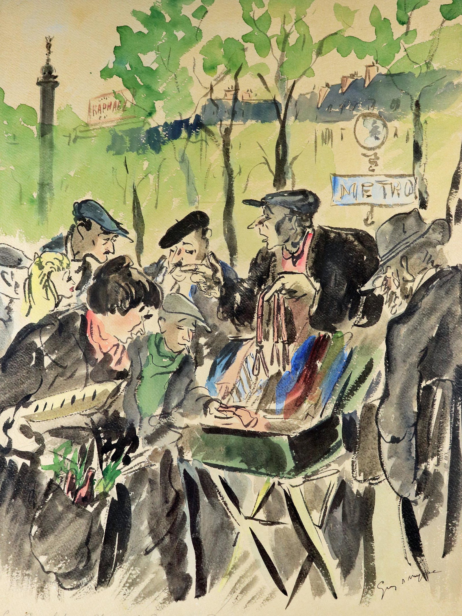 GUY DE NEYRAC FRENCH WATERCOLOR PAINTING (1 of 5)