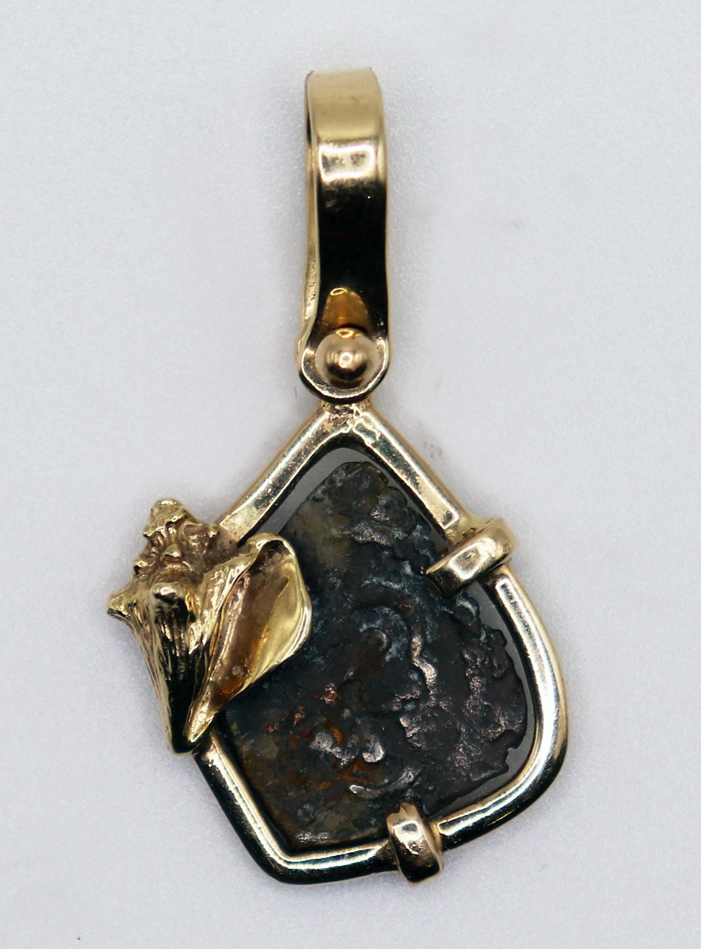 14K SEASHELL SHIPWRECK COIN PENDANT (1 of 3)