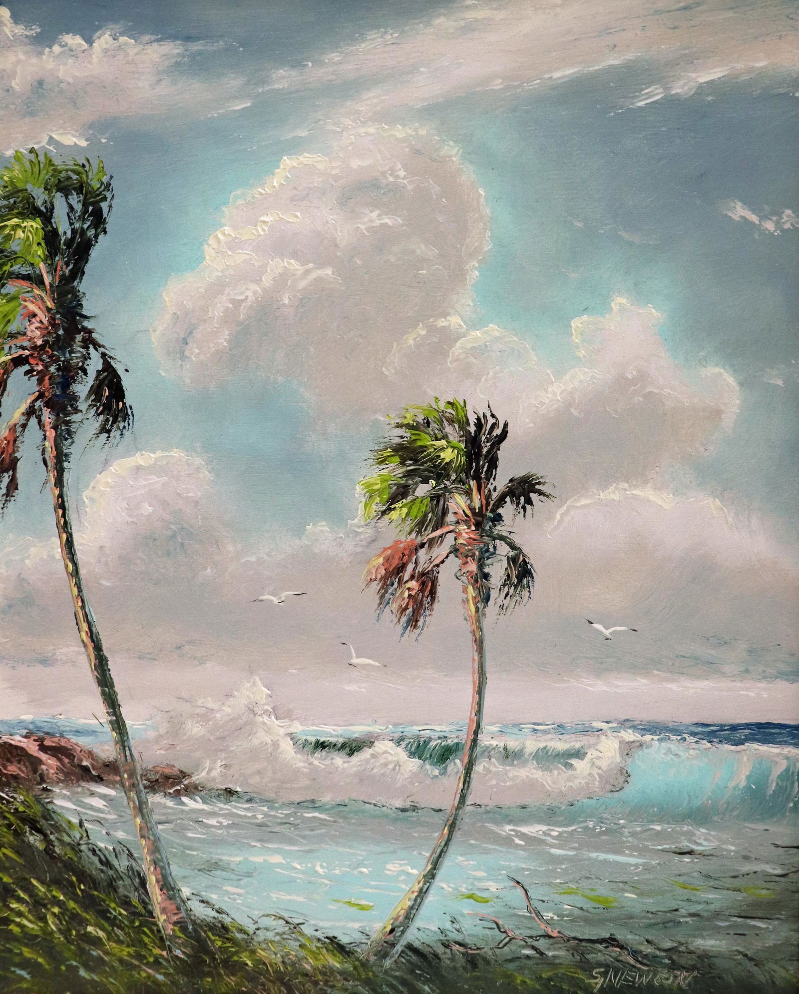 SAM NEWTON OCEAN PALMS HIGHWAYMEN PAINTING (1 of 4)