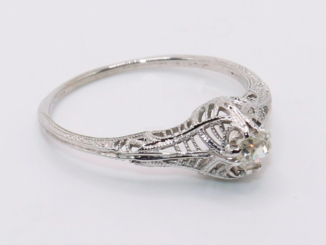 18K ART DECO FILIGREE DIAMOND RING (1 of 3)
