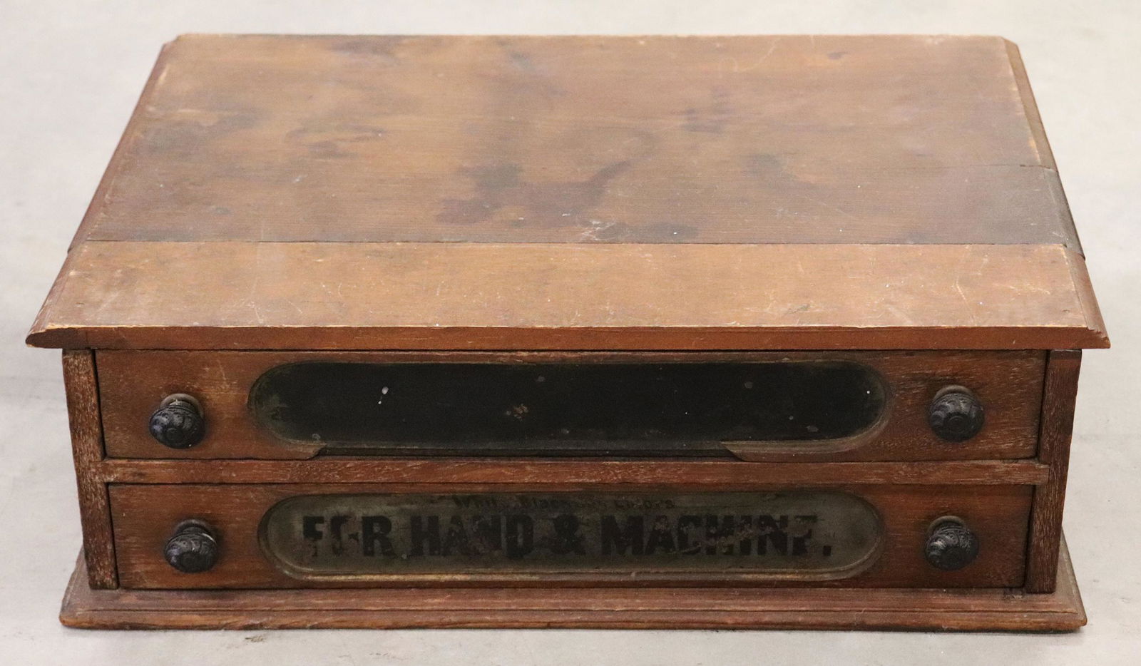 ANTIQUE TWO DRAWER SPOOL CABINET (1 of 3)