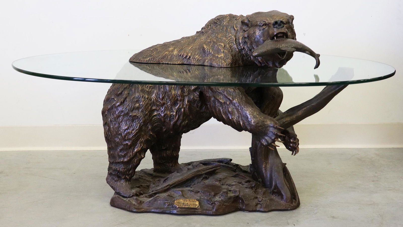 BURL JONES "GONE FISHING" BEAR COFFEE TABLE (1 of 3)