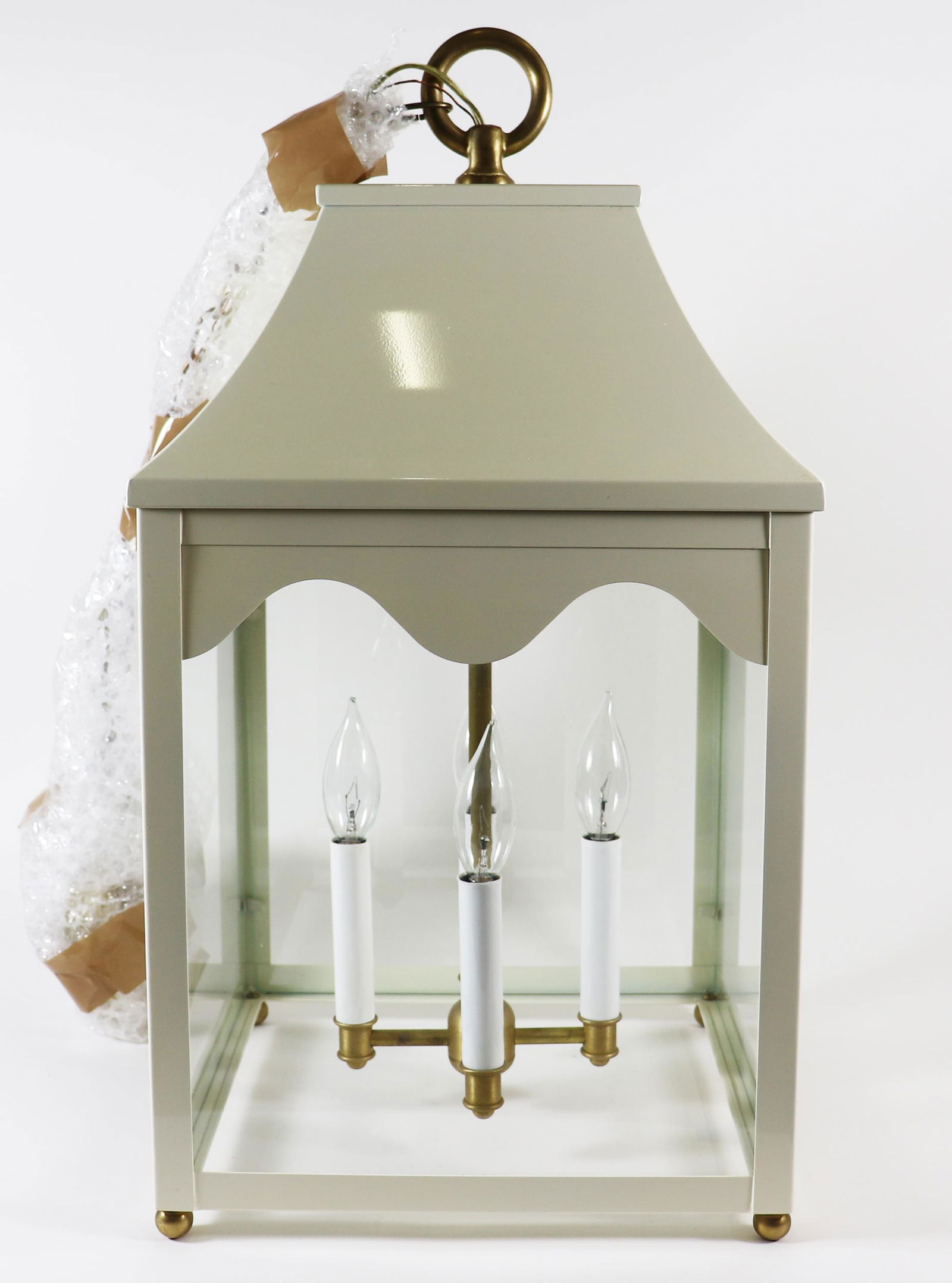 CONTEMPORARY CREAM ENAMEL HANGING LANTERN (1 of 2)