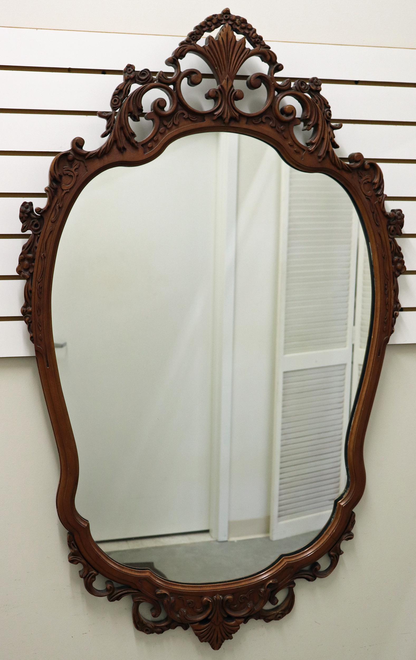 FRENCH PROVINCIAL CARVED WOOD MIRROR (1 of 3)