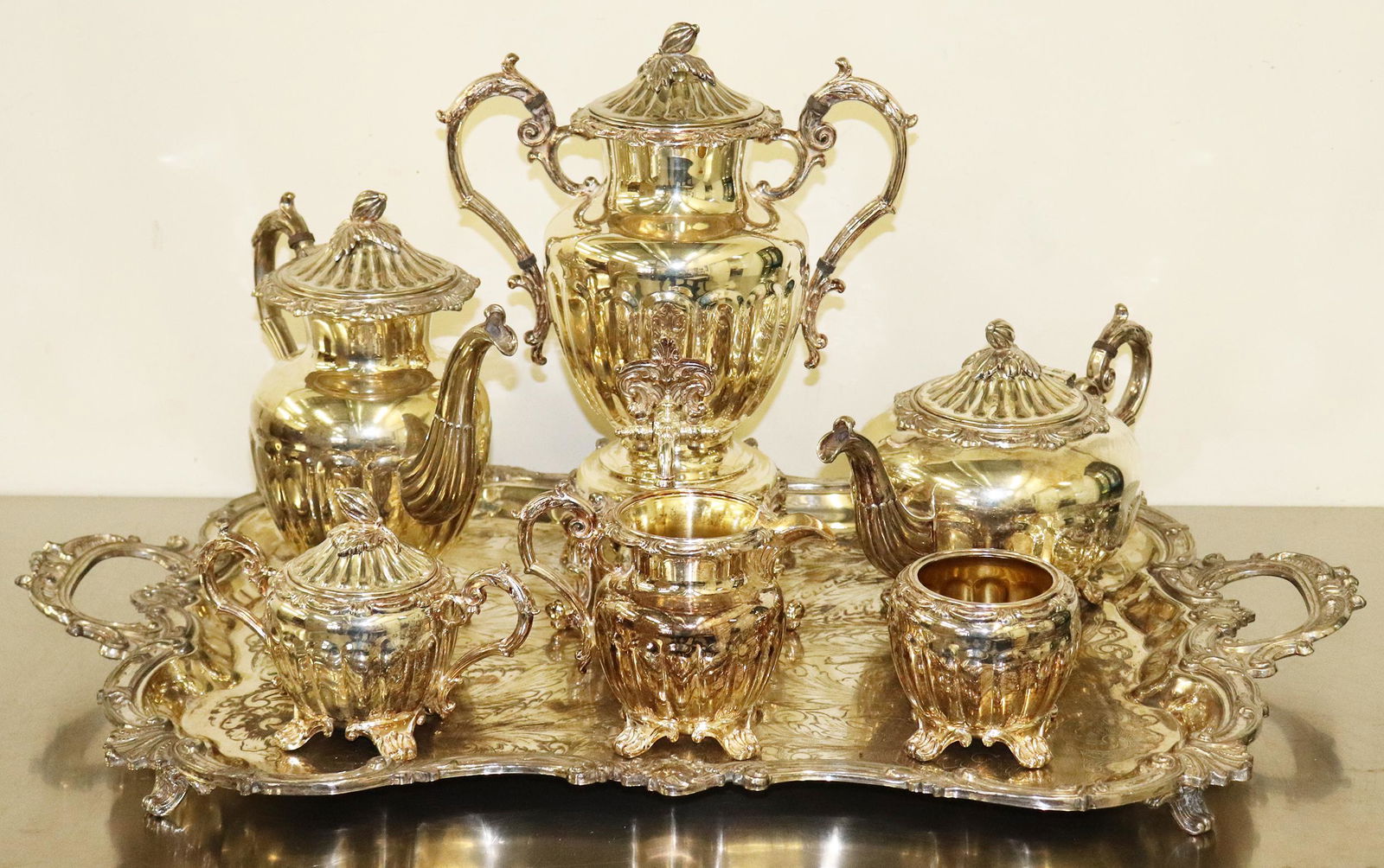 FINE 7 PIECE SILVERPLATE COFFEE & TEA SET (1 of 5)