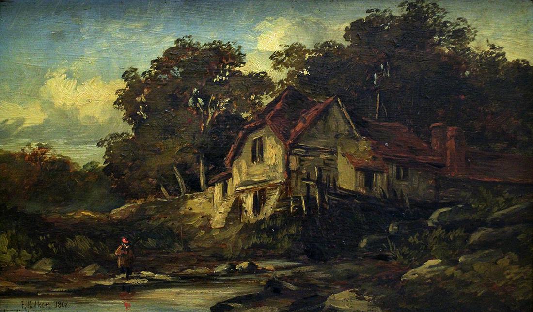 F. WALKER 19TH CENTURY COTTAGE PAINTING (1 of 5)