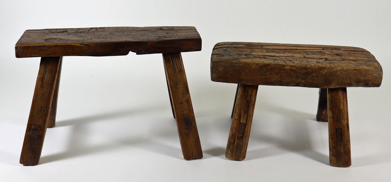 (2) ANTIQUE WOOD FOOTSTOOLS (1 of 3)
