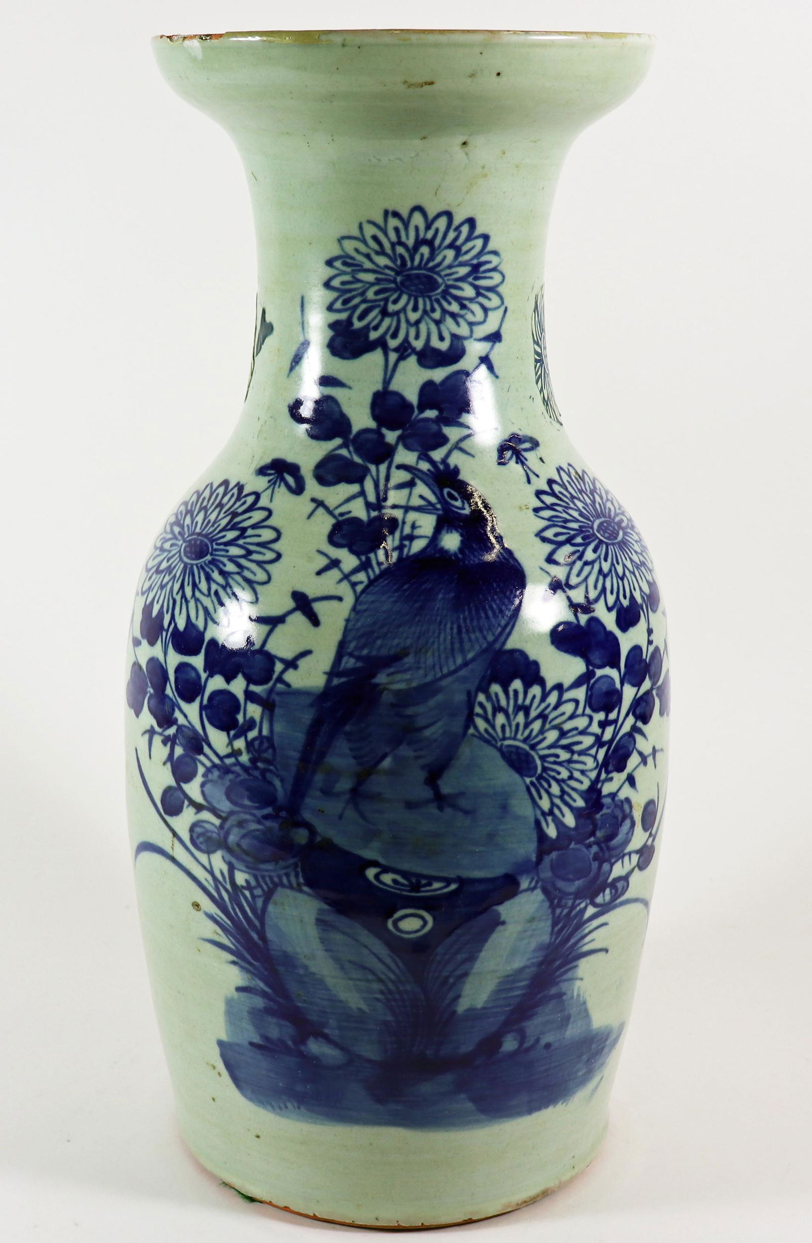 CHINESE BLUE & WHITE BIRD VASE (1 of 4)
