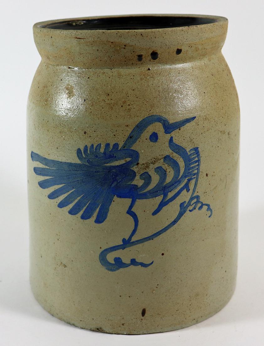 BLUE BIRD STONEWARE CROCK (1 of 2)