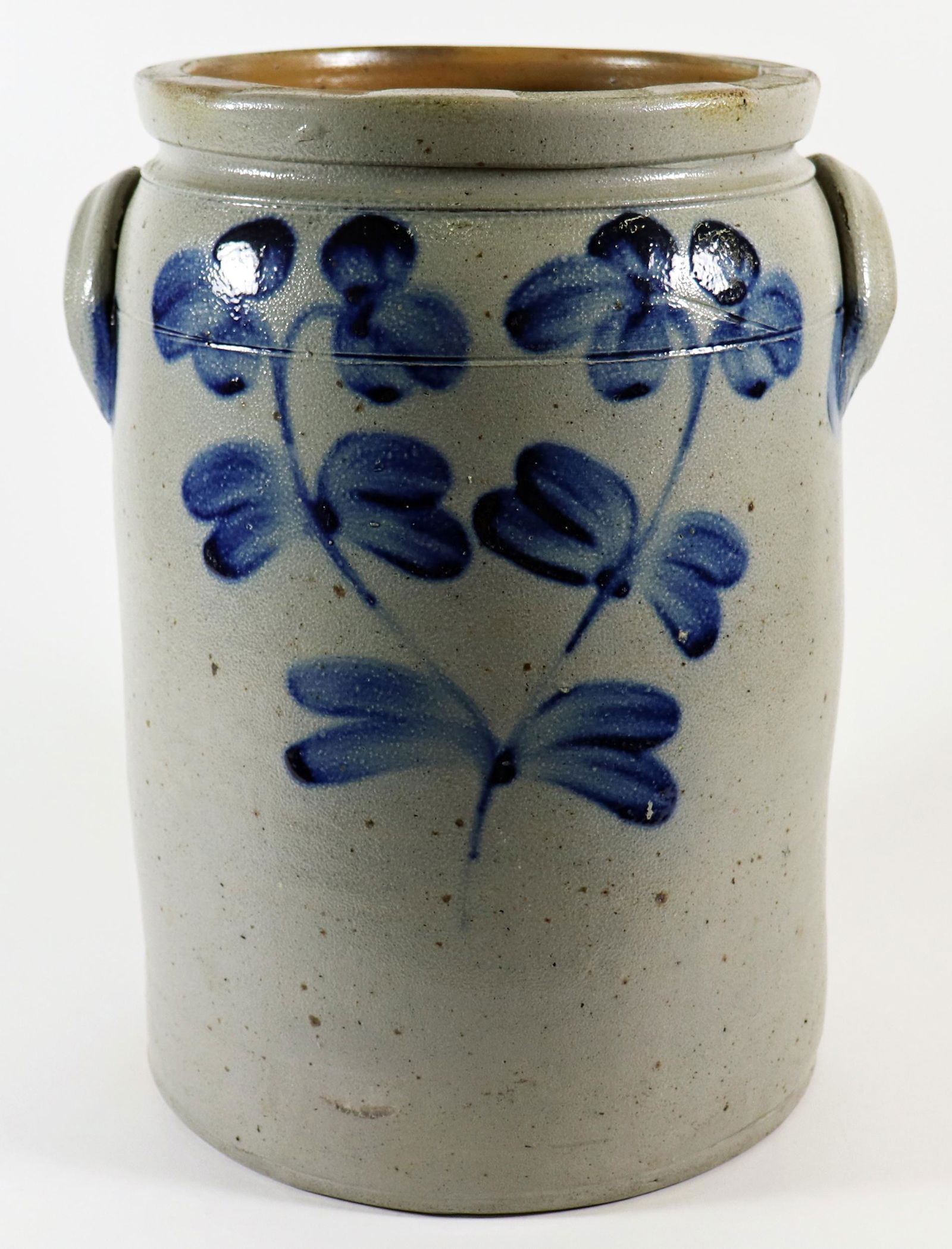 4 GAL STONEWARE BLUE FLORAL DOUBLE SIDED CROCK (1 of 4)