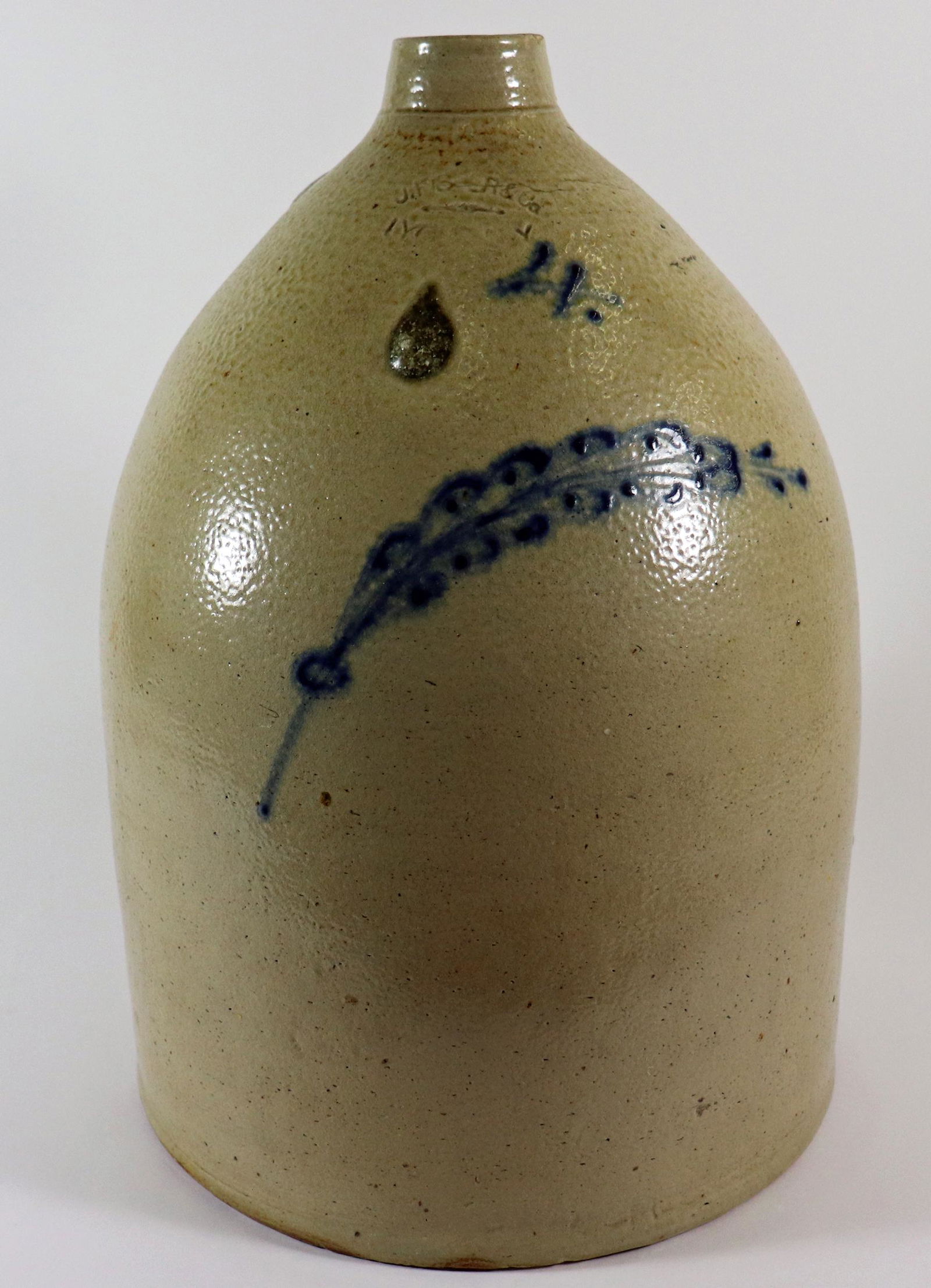 LARGE FISHER & CO LYONS NY STONEWARE JUG (1 of 4)