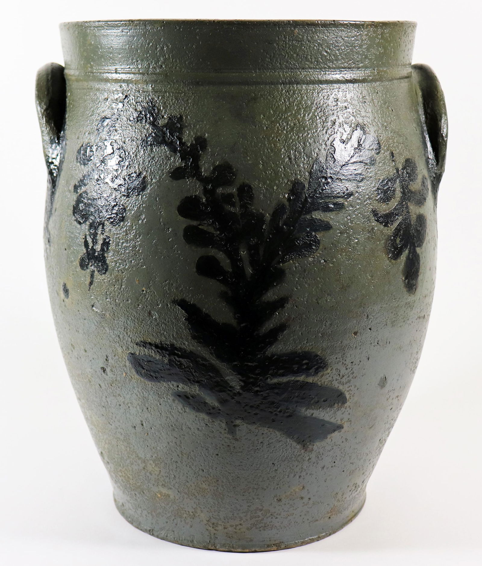 LARGE COBALT STONEWARE CROCK (1 of 3)