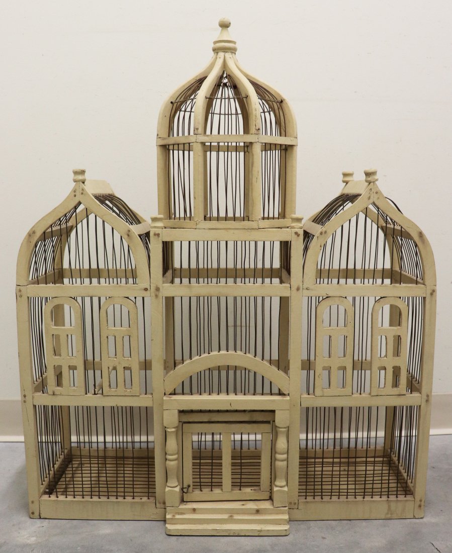 VINTAGE PAINTED WOOD BIRDCAGE (1 of 2)