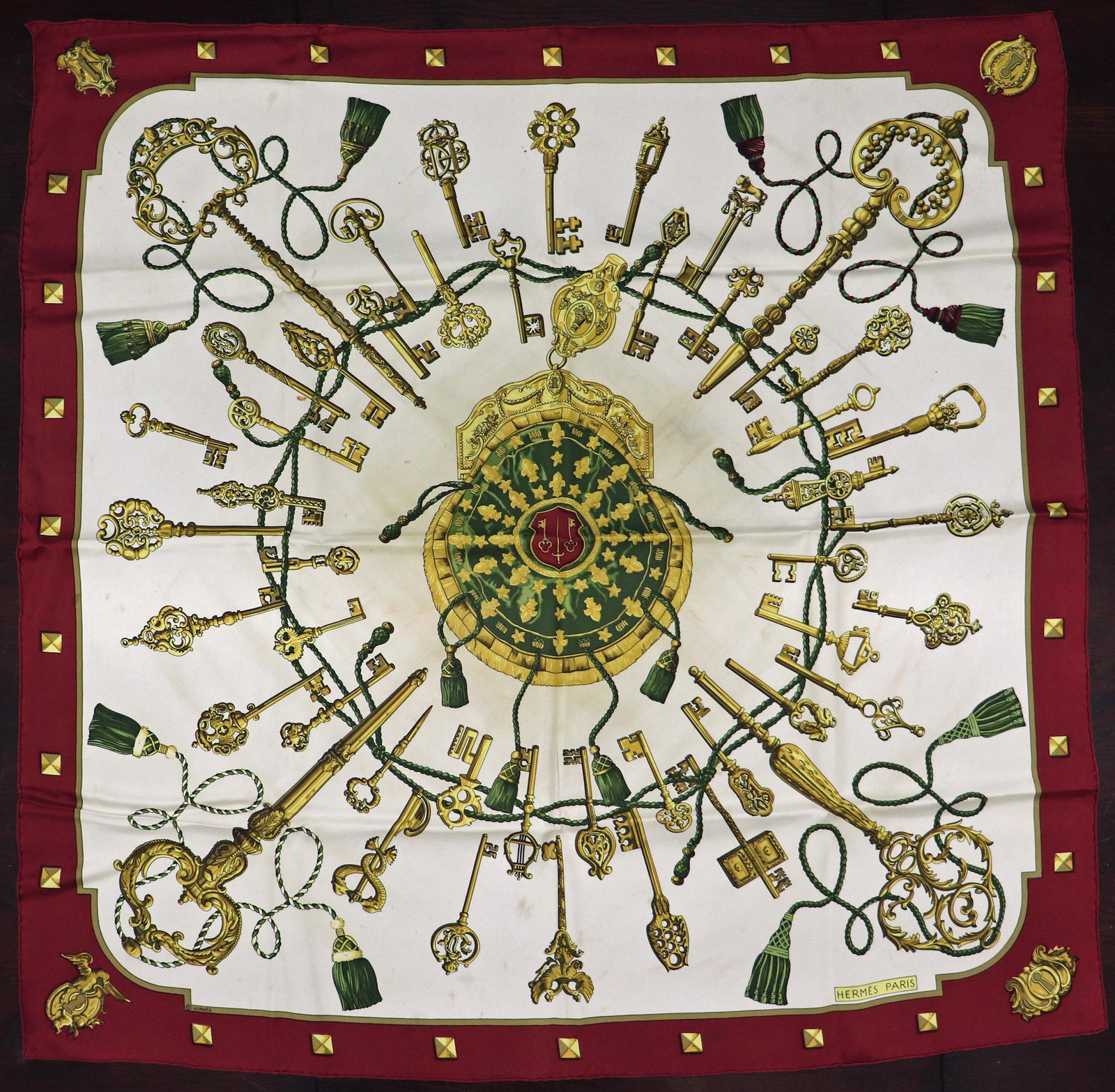 HERMES LES CLES "KEYS" SILK SCARF -FROM LARRY KING (1 of 7)