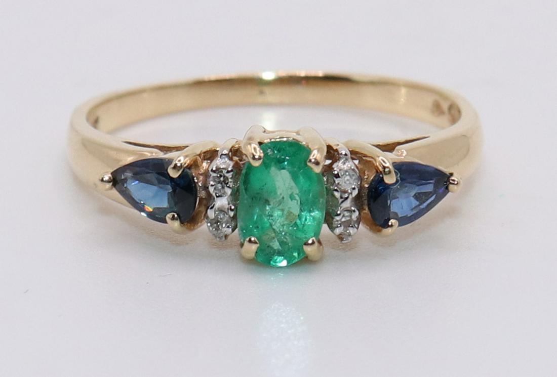 14K EMERALD SAPPHIRE & DIAMOND RING (1 of 3)
