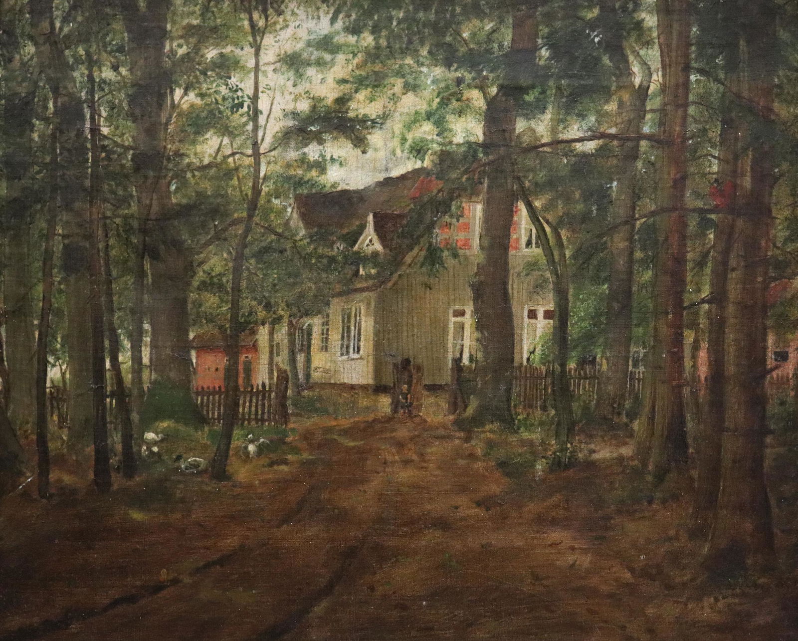 COTTAGE HOUSE IN THE WOODS PAINTING (1 of 5)