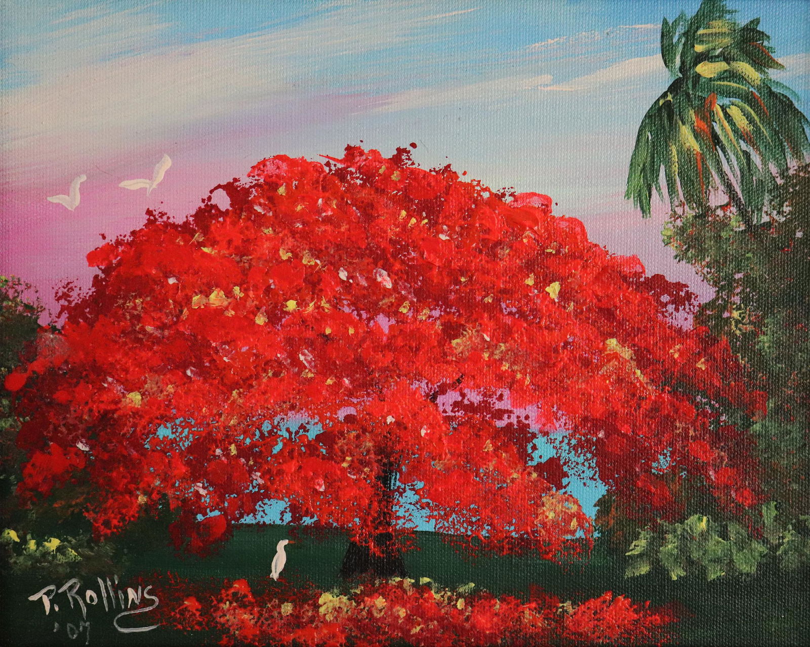 PAT ROLLINS FLORIDA POINCIANA TREE PAINTING (1 of 3)