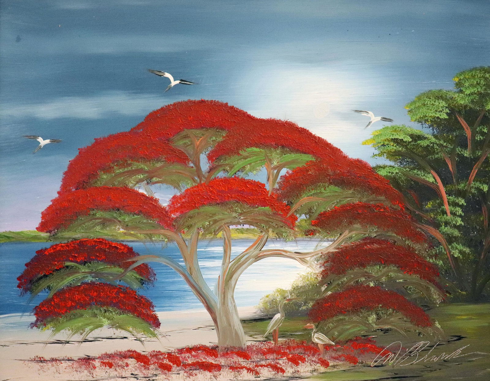 AL BLACK NIGHT POINCIANA HIGHWAYMEN PAINTING (1 of 4)