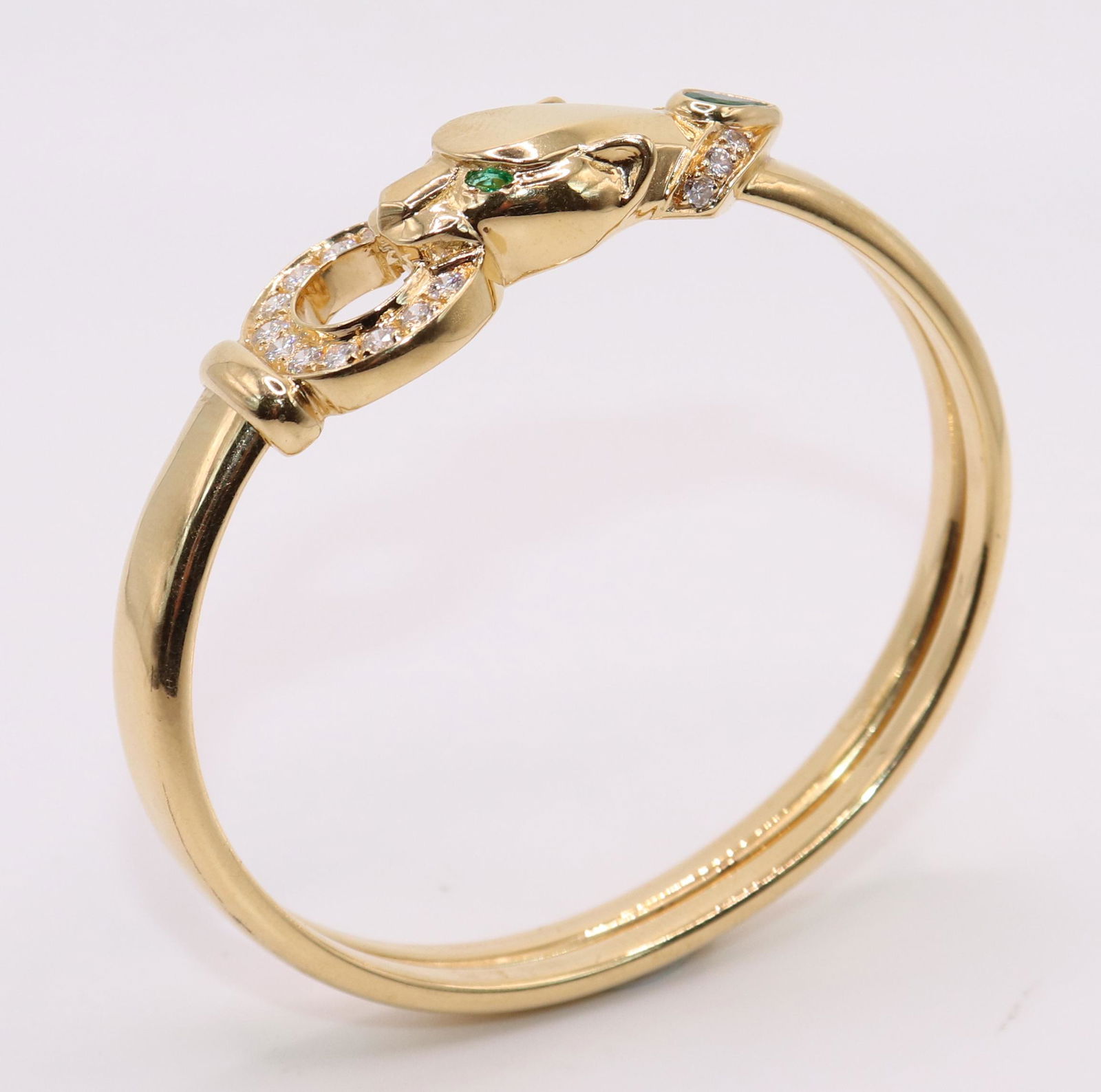 FRENCH 18K DIAMOND & EMERALD PANTHER BRACELET (1 of 5)