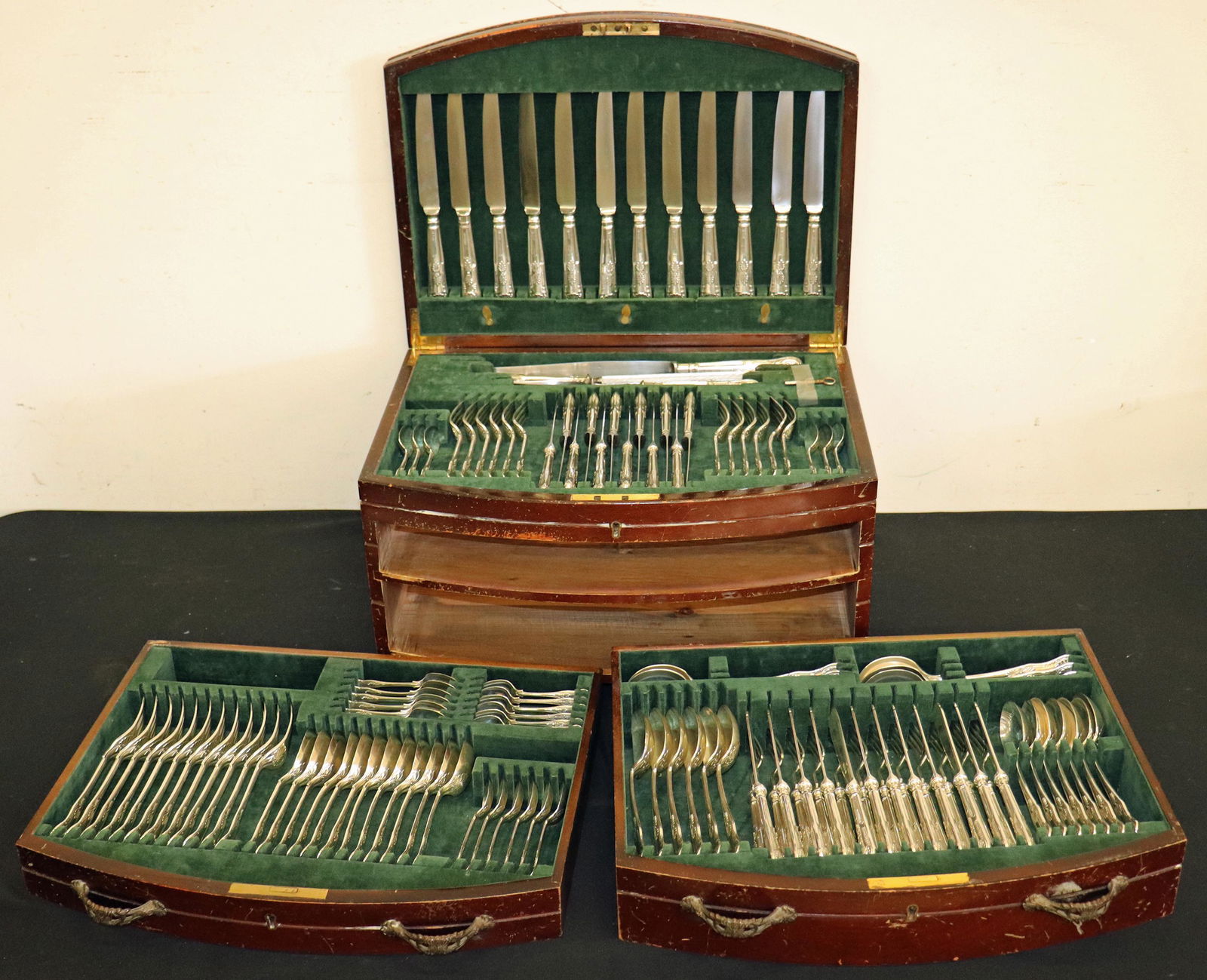 ENGLISH KING'S PATTERN STERLING FLATWARE FOR 12 (1 of 14)