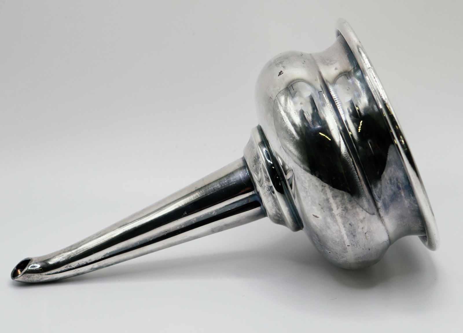 CHRISTOFLE SILVERPLATE WINE FUNNEL: Christofle France silver plate wine funnel / aerator. Measures 5.75"