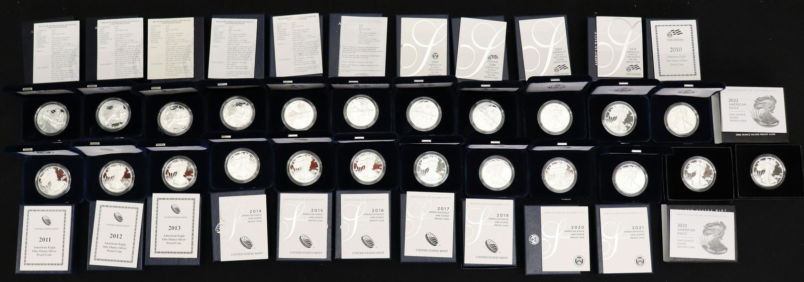 (23) U.S. SILVER EAGLE COINS W/ BOXES (1 of 3)