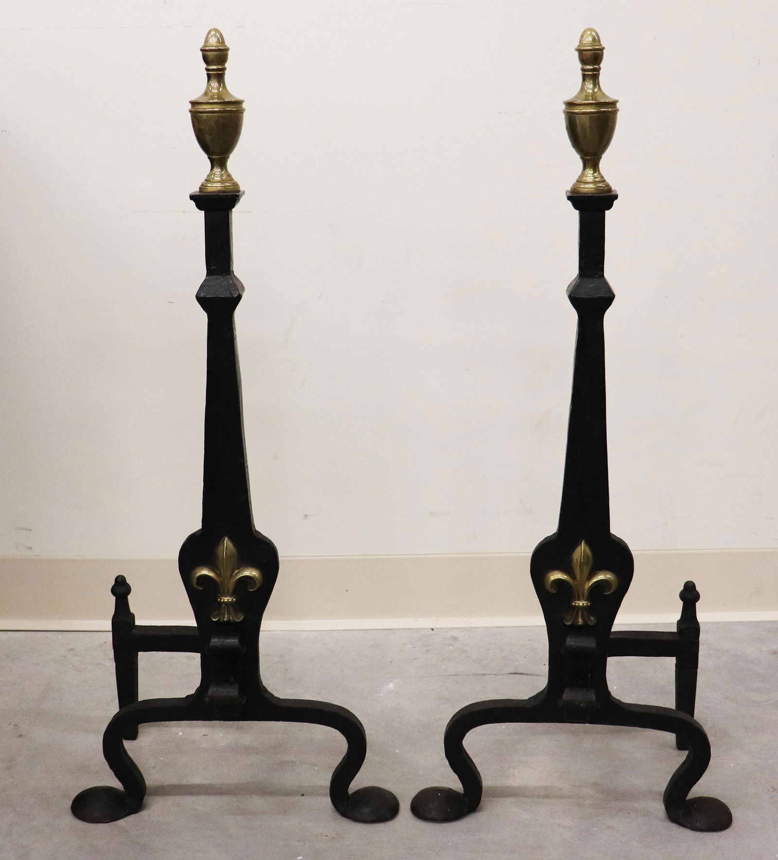 (2) WROUGHT IRON FIREPLACE ANDIRONS (1 of 3)
