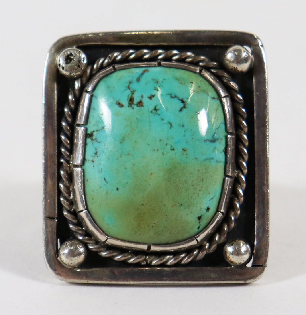 OLD PAWN NATIVE AMERICAN MEN'S TURQUOISE RING (1 of 3)