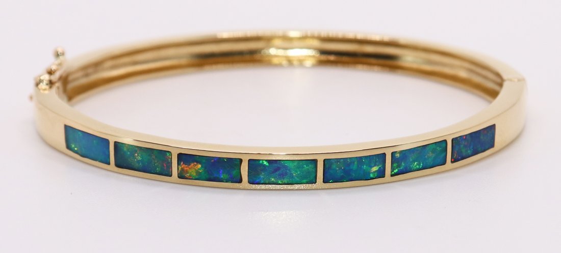 18K OPAL INLAY BANGLE BRACELET (1 of 4)