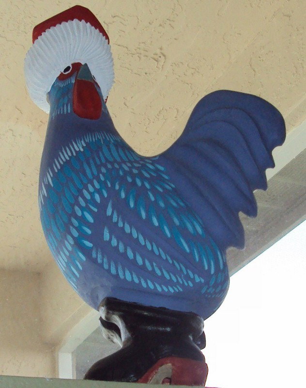 Carved Wood Blue Rooster Signed M. Yellowman: Measures 16" signed M. Yellowman