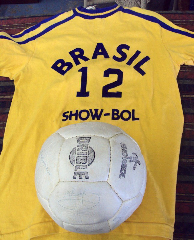 Pele & More Signed Soccer Ball & Soccer Shirt: Soccer Ball Signed by Pele & Others dated 1976 & Jersey Unsigned
