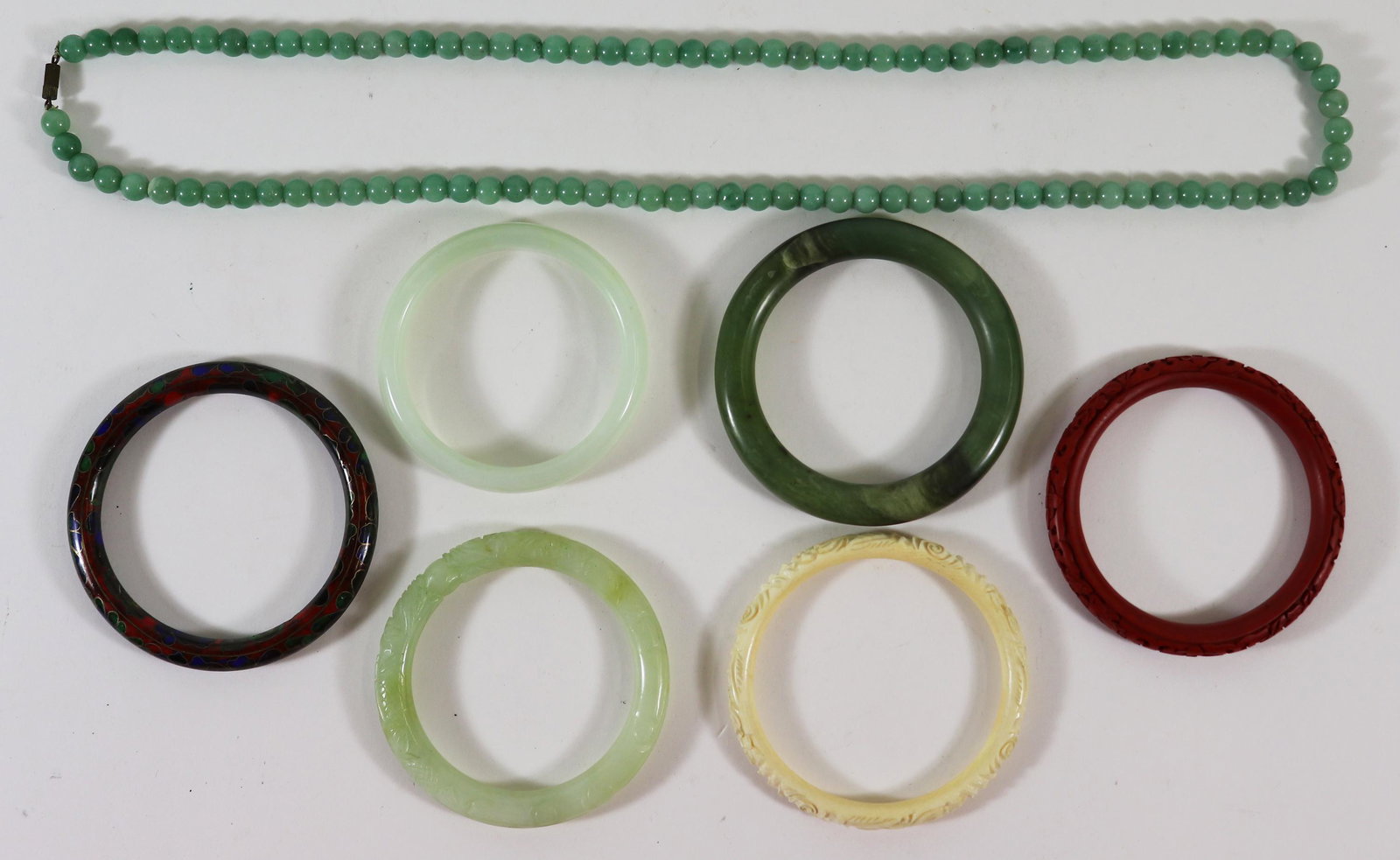 VINTAGE CHINESE JADE CINNABAR CLOISONNE COLLECTION (1 of 5)