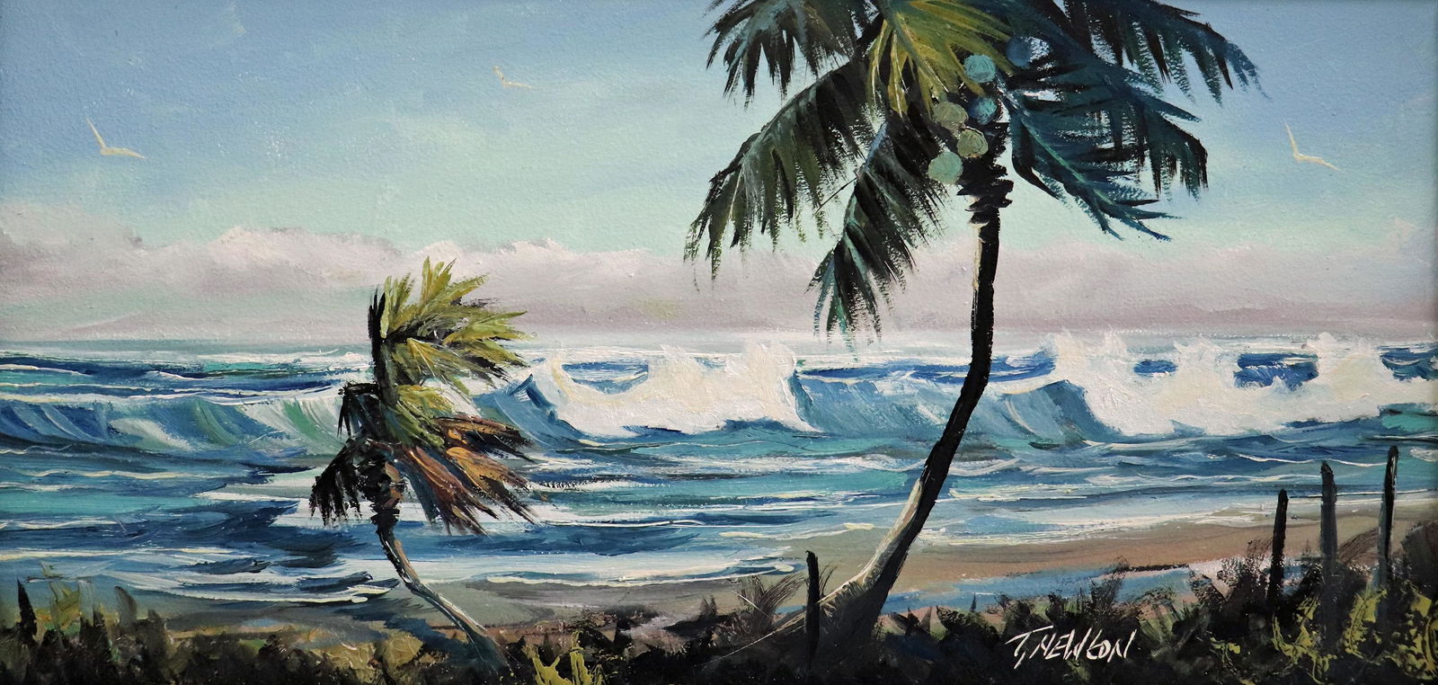 TRACY NEWTON FLORIDA BEACH PALMS PAINTING (1 of 4)