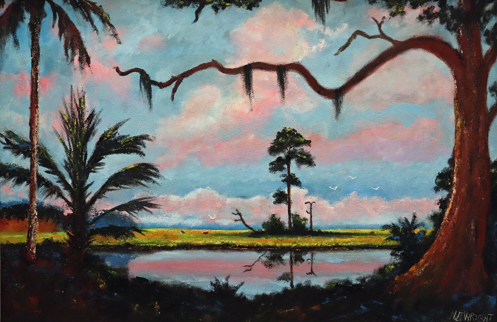NORMAN WRIGHT CLOUDY FLORIDA LANDSCAPE PAINTING (1 of 4)