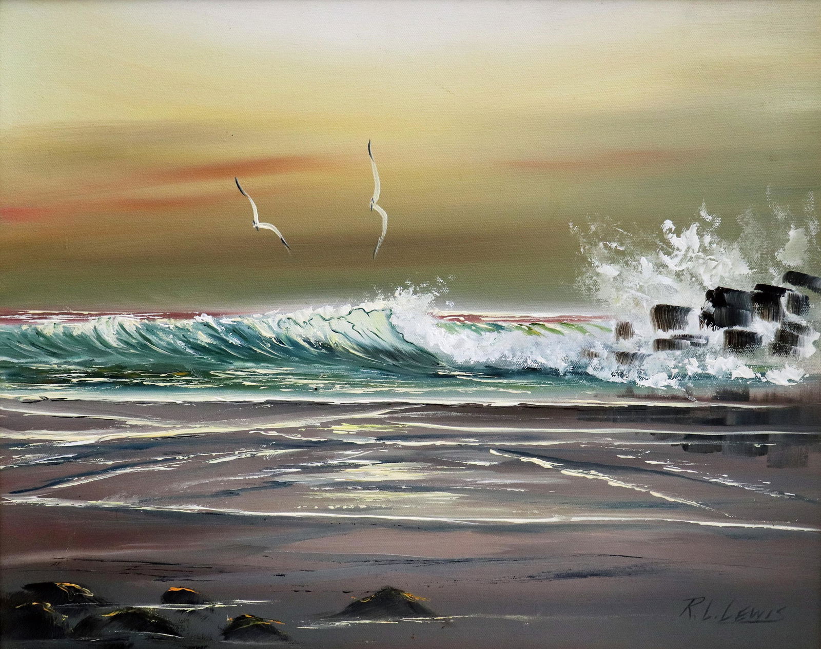 R.L. LEWIS FLORIDA BEACH HIGHWAYMEN PAINTING (1 of 4)