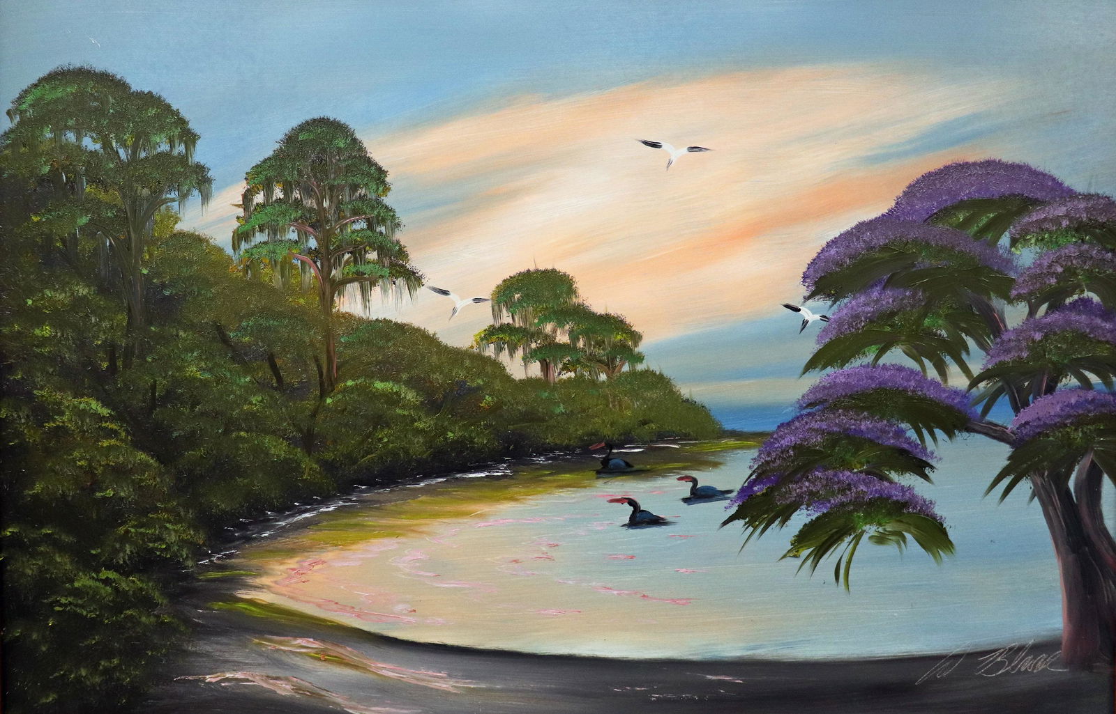 AL BLACK JACARANDA & DUCKS HIGHWAYMEN PAINTING (1 of 5)