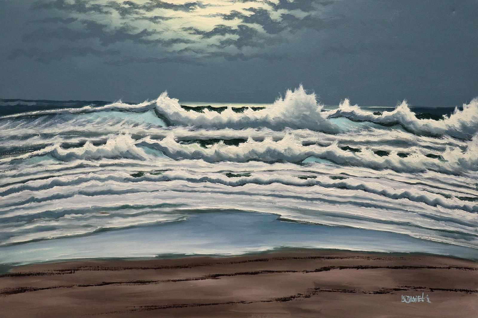 WILLIE DANIELS NIGHT OCEAN HIGHWAYMEN PAINTING (1 of 4)