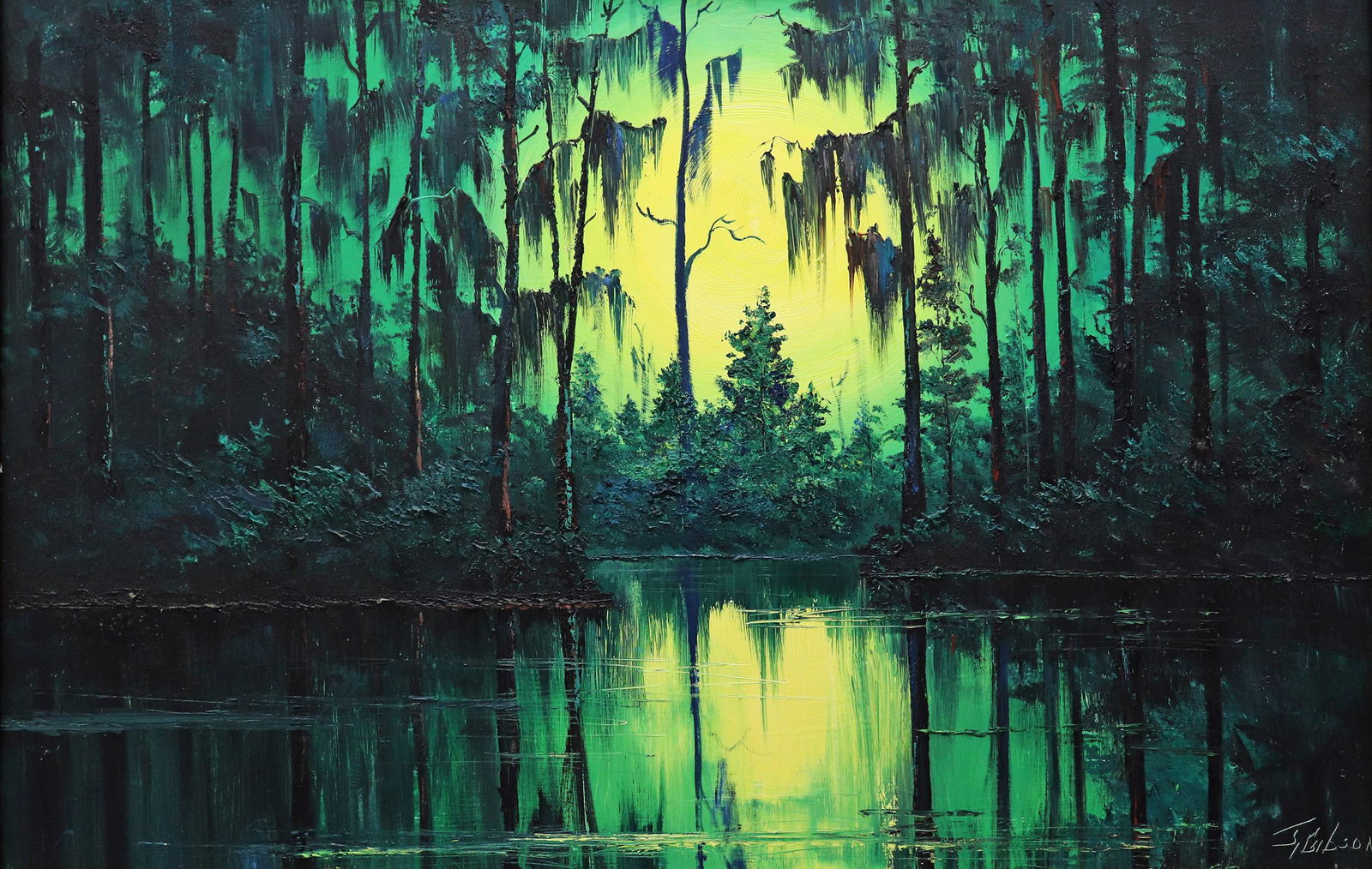 JAMES GIBSON CYPRESS SWAMP HIGHWAYMEN PAINTING (1 of 7)