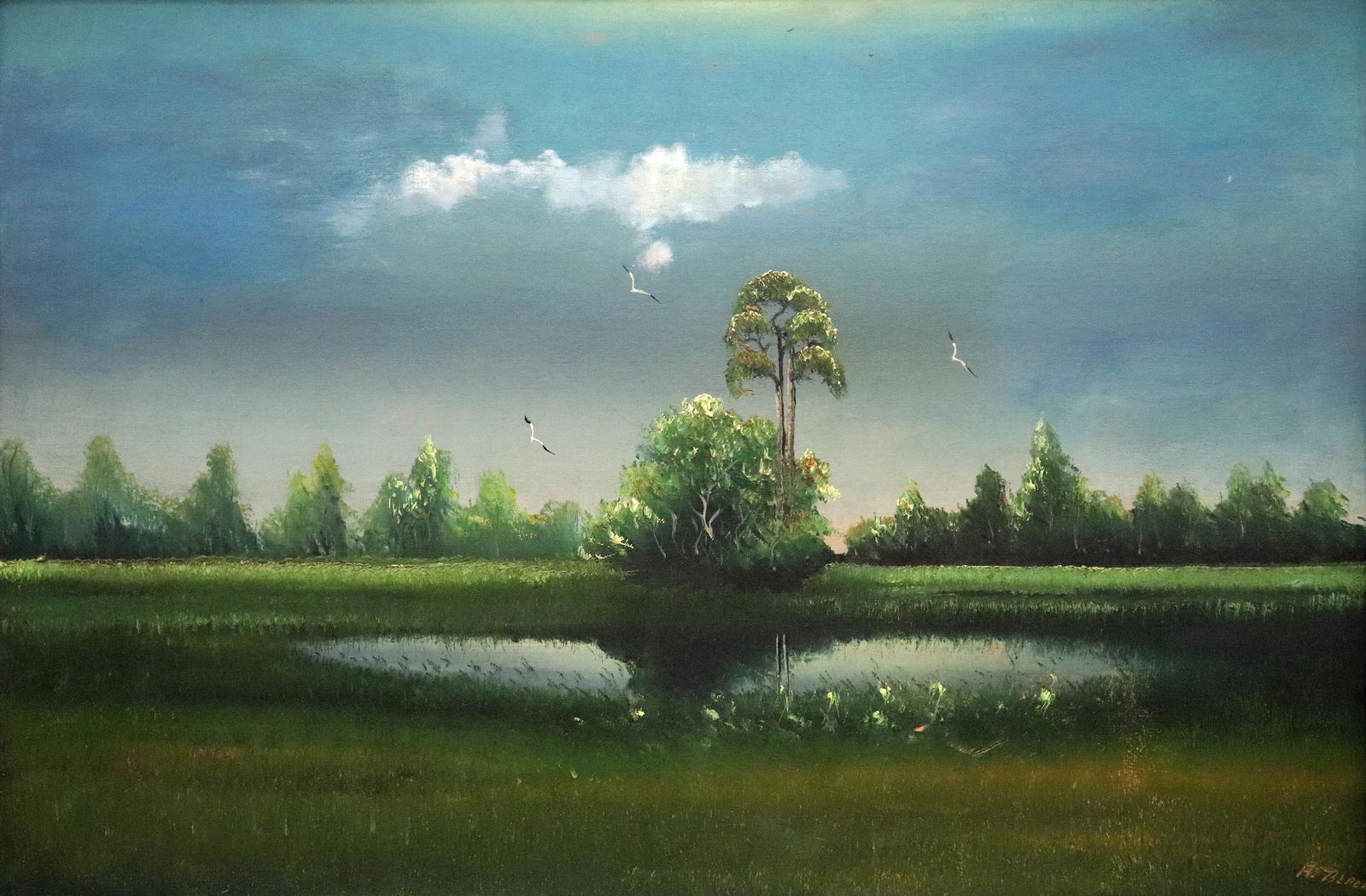 AL BLACK FLORIDA NIGHT LANDSCAPE HIGHWAYMEN PAINTING (1 of 5)