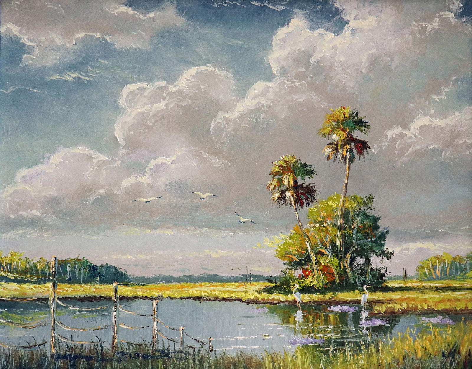 SAM NEWTON FLORIDA LANDSCAPE HIGHWAYMEN PAINTING (1 of 4)