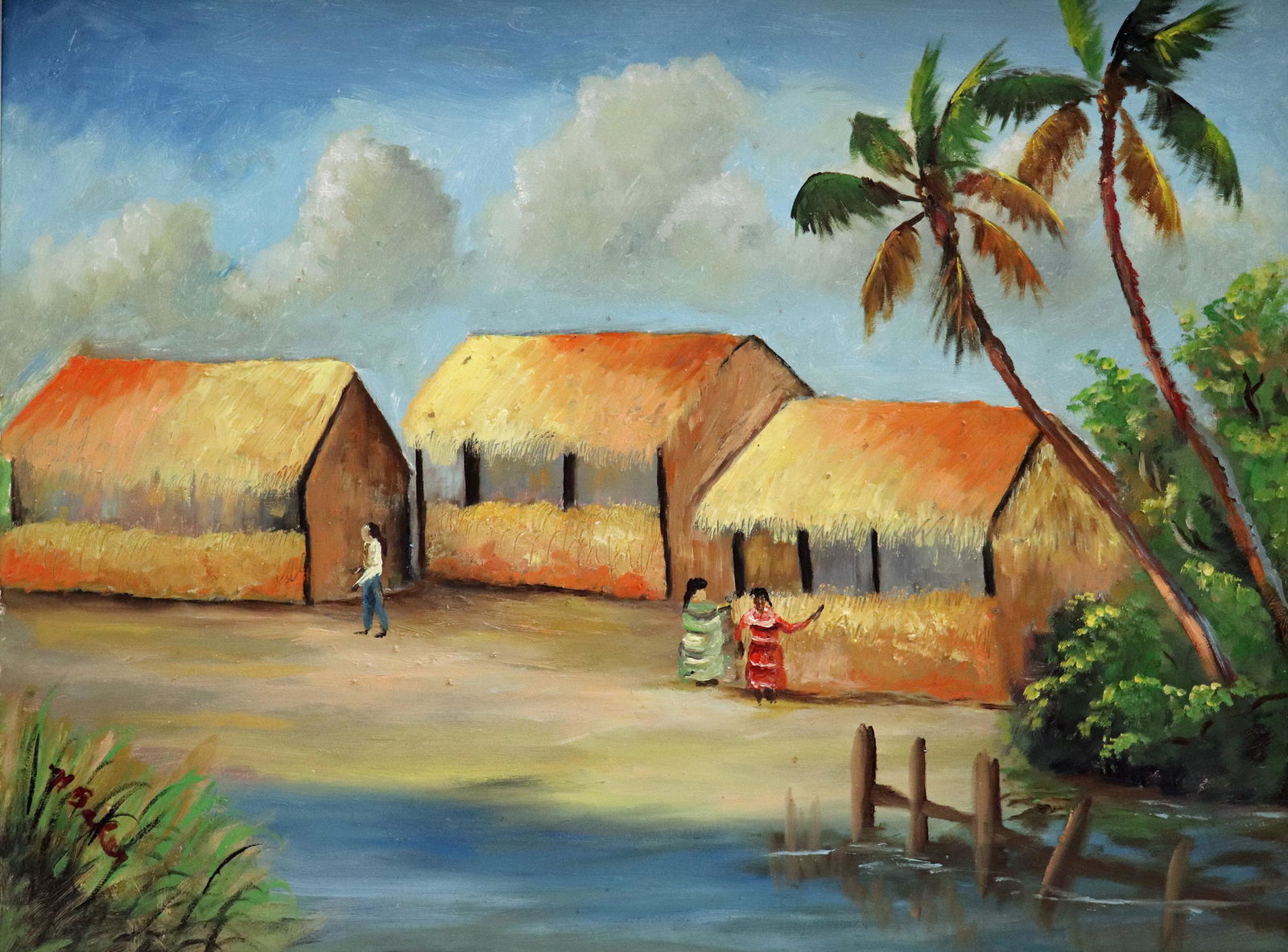 HEZEKIAH BAKER SEMINOLE CAMP HIGHWAYMEN PAINTING (1 of 5)