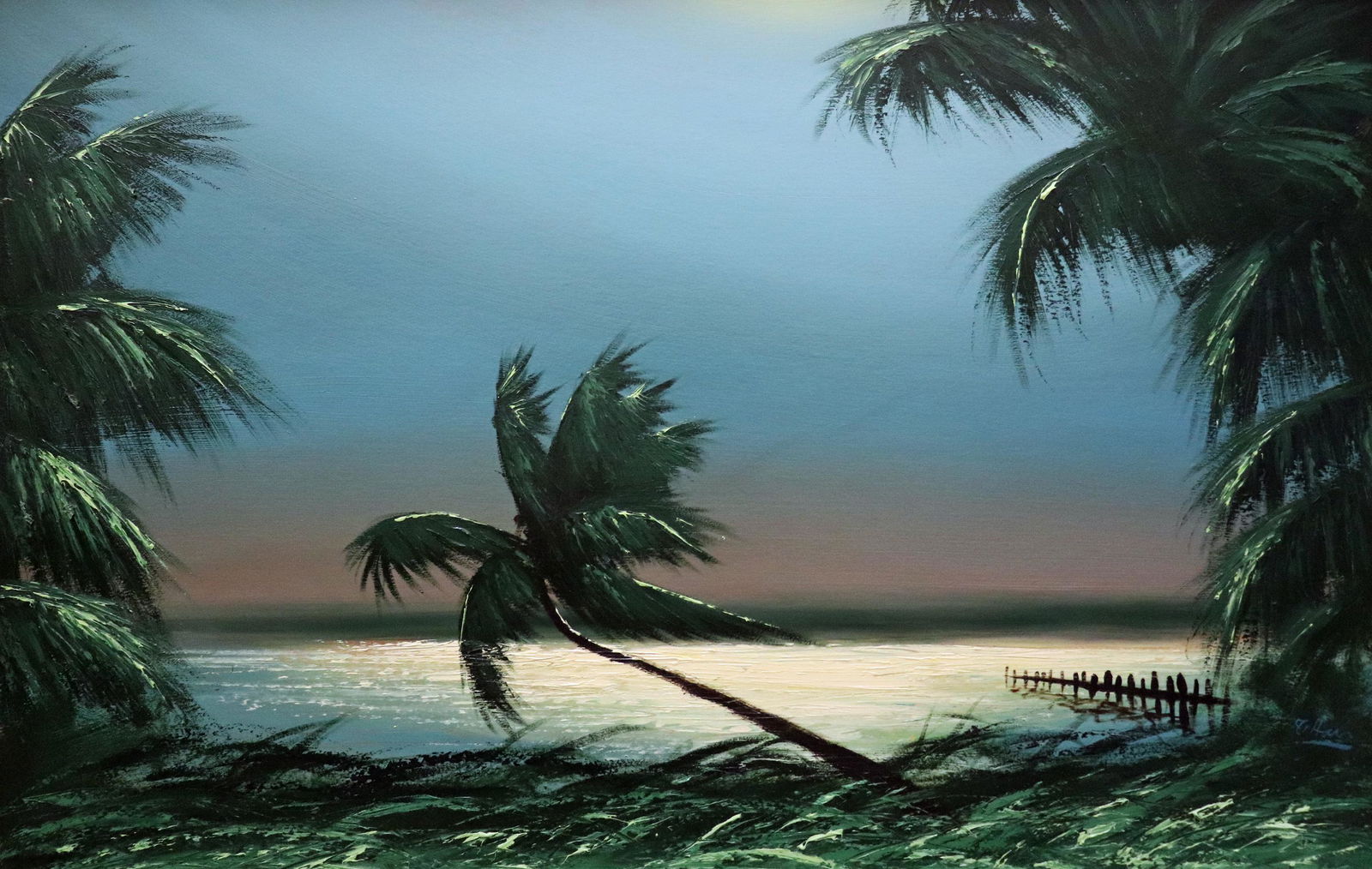 ALFRED HAIR NIGHT PALMS HIGHWAYMEN PAINTING (1 of 4)