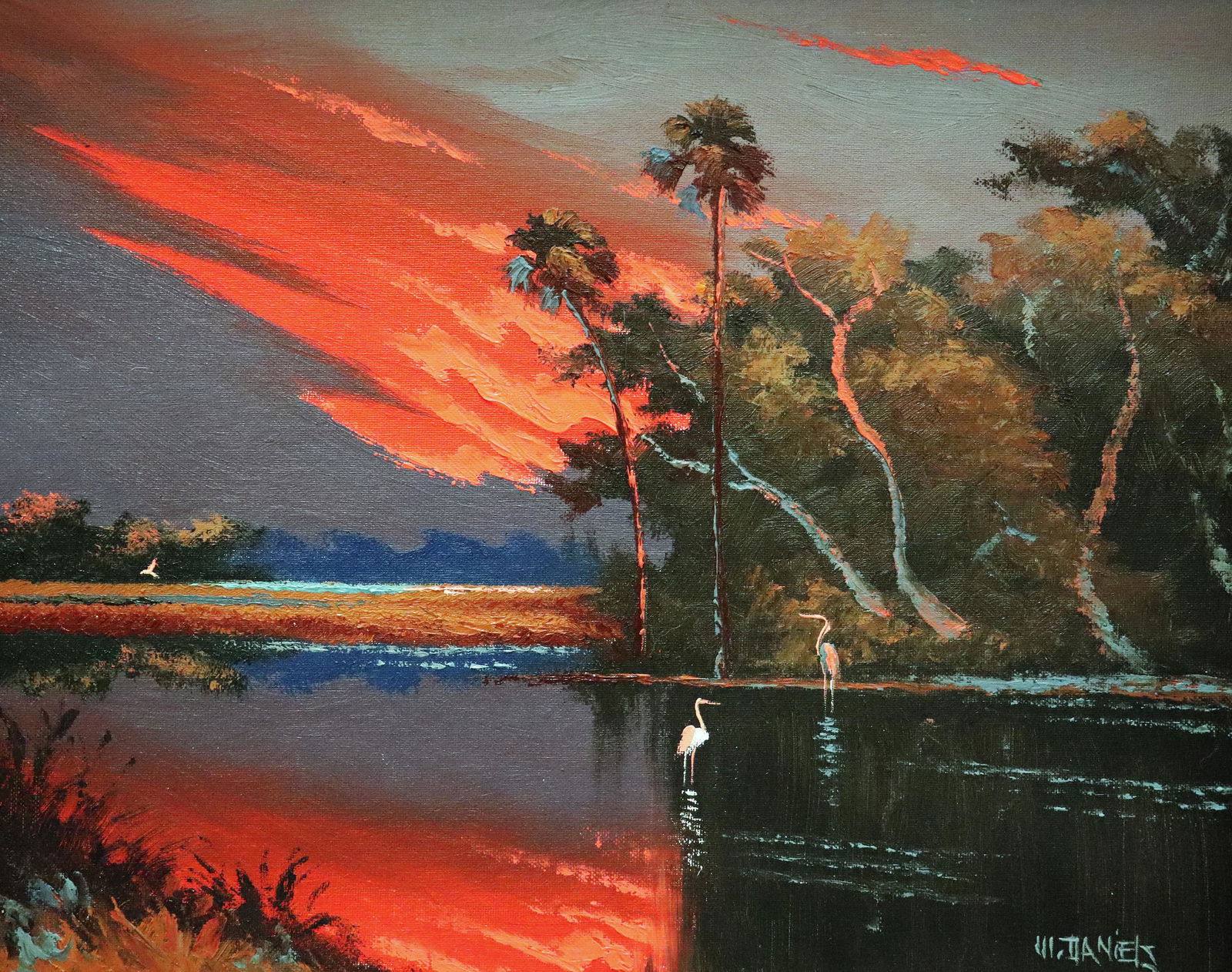 WILLIE DANIELS VIVID FIRE SKY HIGHWAYMEN PAINTING (1 of 4)